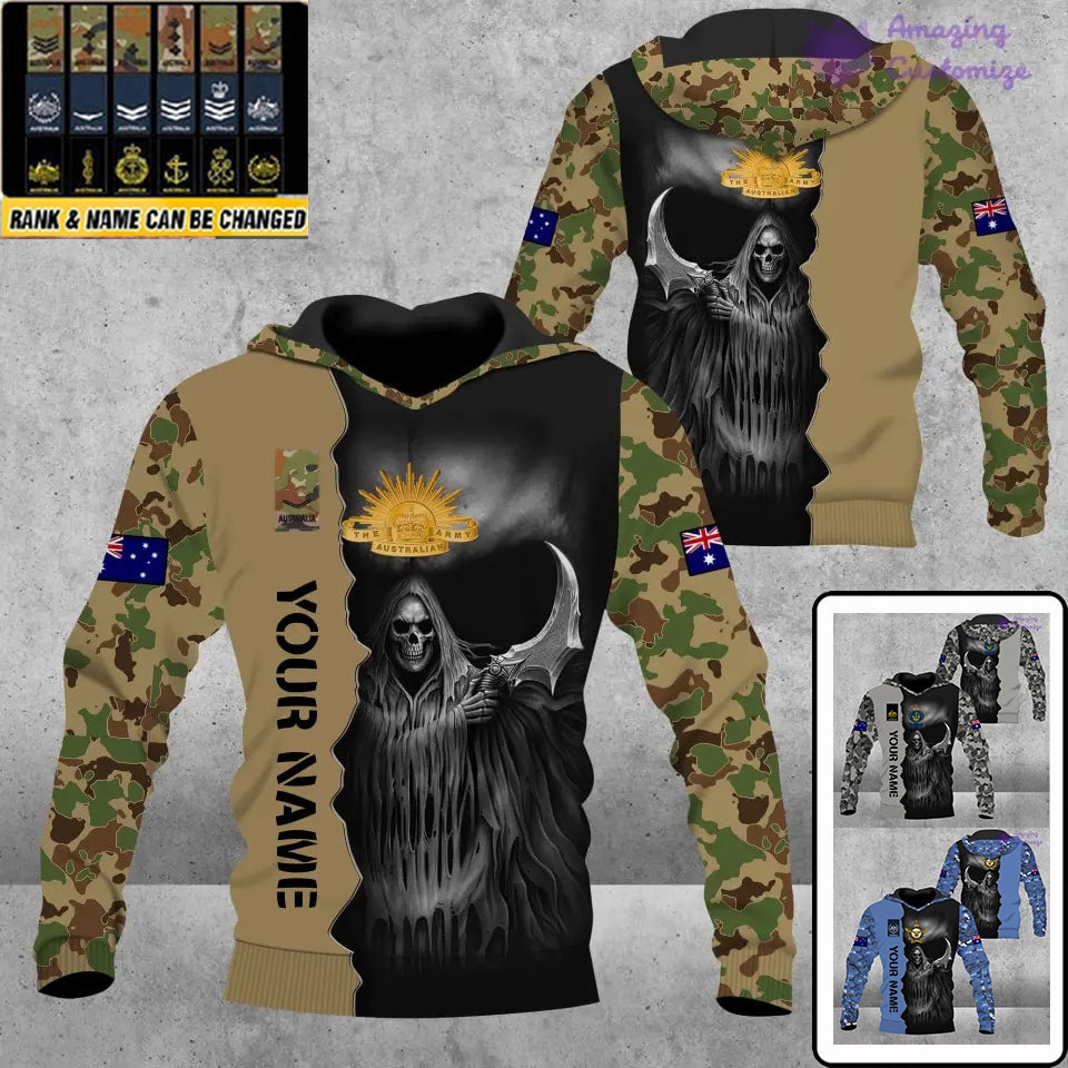 Personalized Australian Soldier/ Veteran Camo With Name And Rank Hoodie 3D Printed  - 17062272