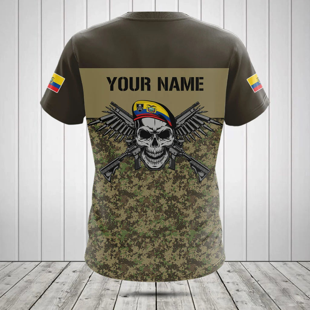 Customize Ecuador Army Camo Skull Shirts And Jogger Pants