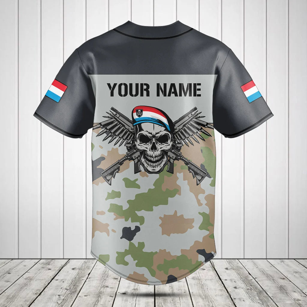 Customize Luxembourg Army Camo Skull Shirts And Jogger Pants