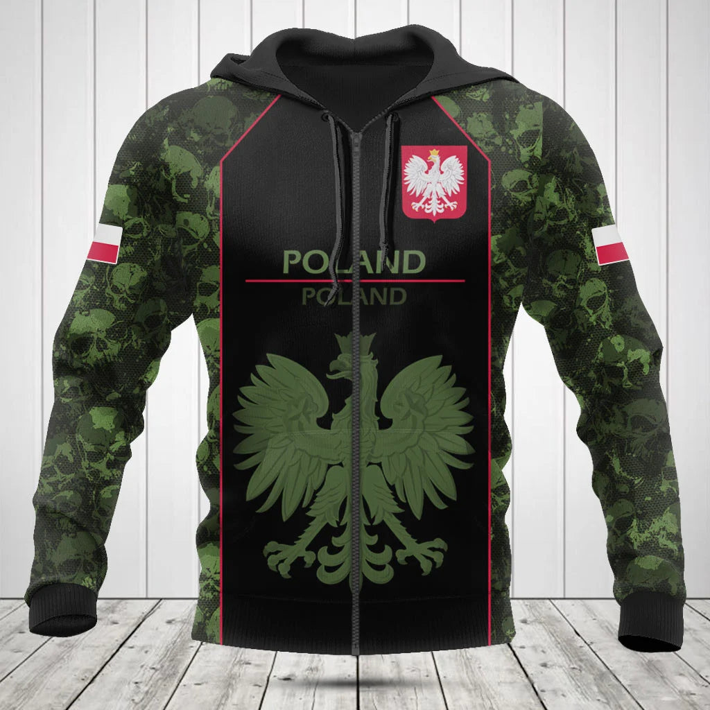 Customize Skull Camo Poland Shirts And Jogger Pants