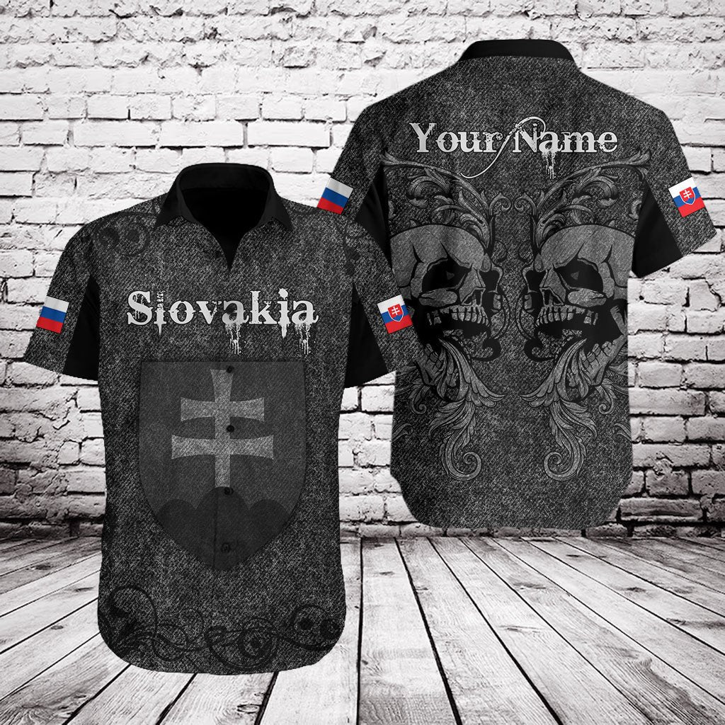 Customize Slovakia Skull Knitted Texture Shirts