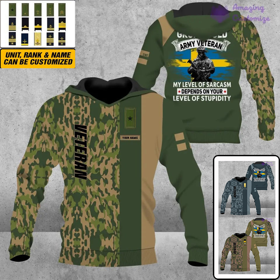 Personalized Sweden Soldier/ Veteran Camo With Name And Rank Hoodie - 1688947201