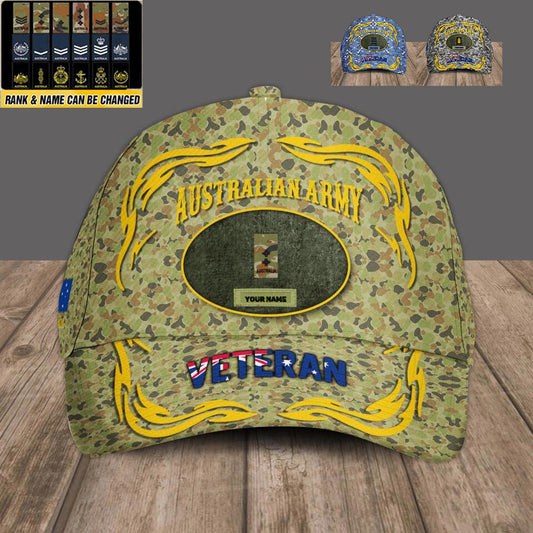 Personalized Rank And Name Australian Soldier/Veterans Camo Baseball Cap - 1679875212