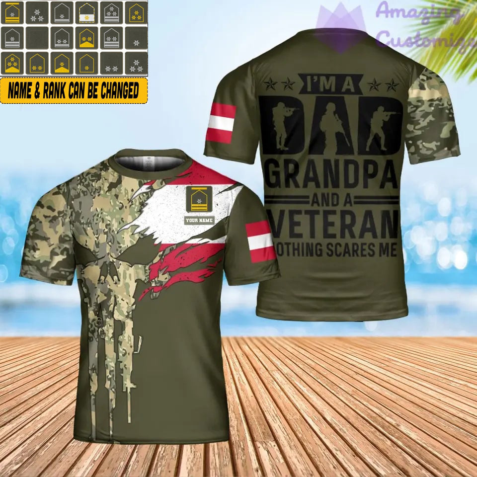 Personalisiertes Österreichisches Soldaten-/Veteranen-Tarn-T-Shirt mit Namen und Rang, 3D-Druck – 2101240003