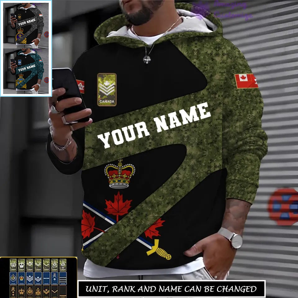 Personalized Canada Soldier/ Veteran Camo With Name And Rank Hoodie 3D Printed - 17065728