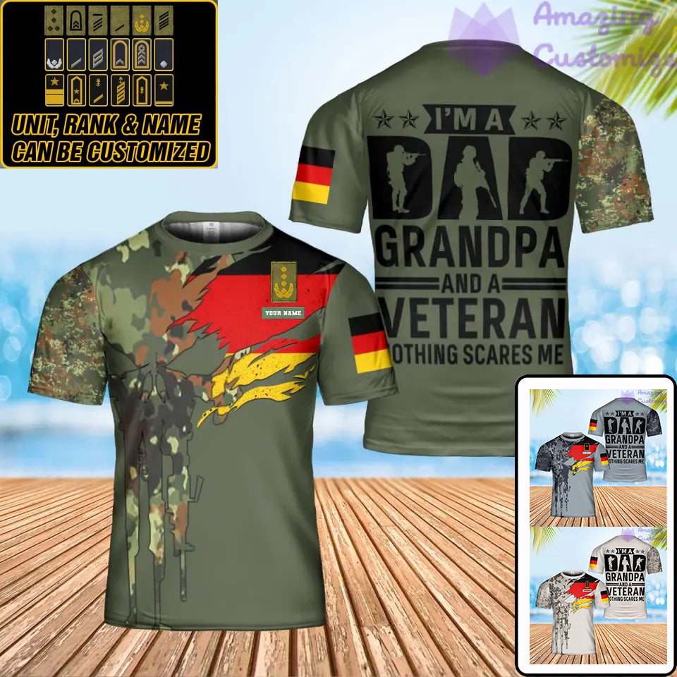 Personalisiertes T-Shirt mit Camouflage-Muster für deutsche Soldaten/Veteranen mit Namen und Rang, 3D-Druck – 0302240001