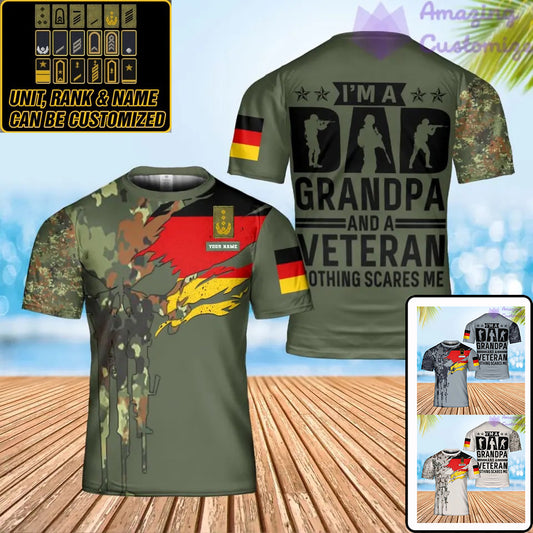 T-shirt personnalisé avec camouflage soldat/vétéran allemand avec nom et grade imprimé en 3D - 0302240001