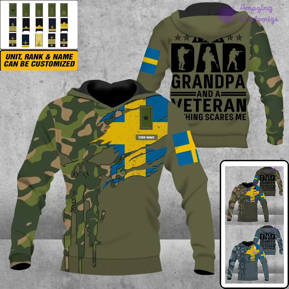 Personalized Sweden Soldier/ Veteran Camo With Name And Rank Hoodie - 16886016