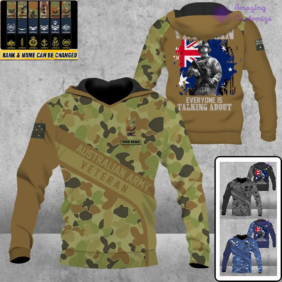 Personalized Australian Solider/ Veteran Camo With Name And Rank Hoodie - 1687305601