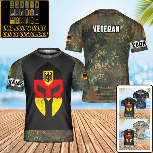 Personalisiertes T-Shirt mit Camouflage-Muster für deutsche Soldaten/Veteranen mit Namen und Rang, 3D-Druck – 0302240002