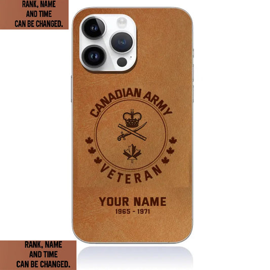 Personalized Canadian Soldier/Veterans With Rank Year And Name Phone Case Printed - Leather Version - 2009230001