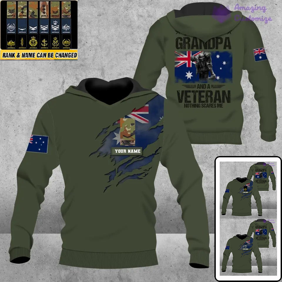 Personalisierter Kapuzenpullover mit Camouflage-Muster für australische Soldaten/Veteranen mit Namen und Rang – 1686873601