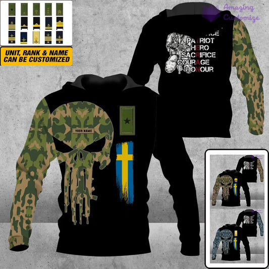 Personalized Sweden Soldier/ Veteran Camo With Name And Rank Hoodie - 16879104