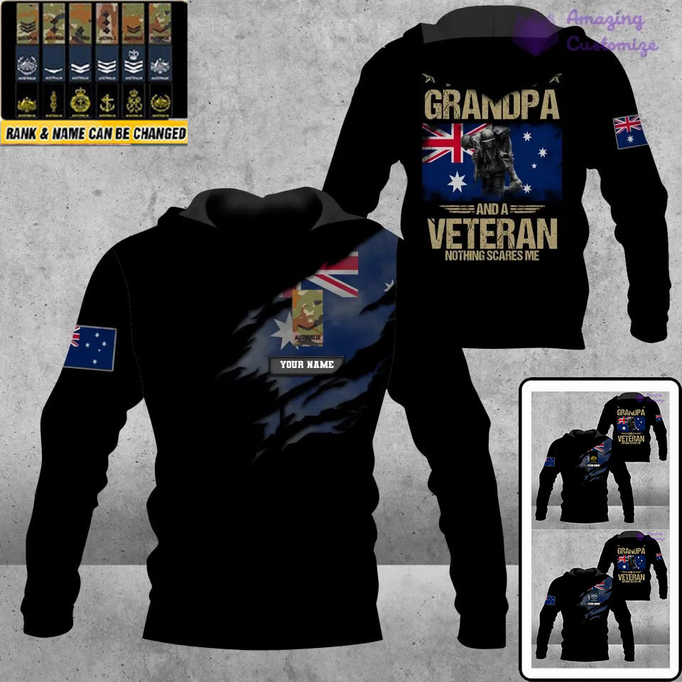 Personalized Australian Solider/ Veteran Camo With Name And Rank Hoodie - 16868736