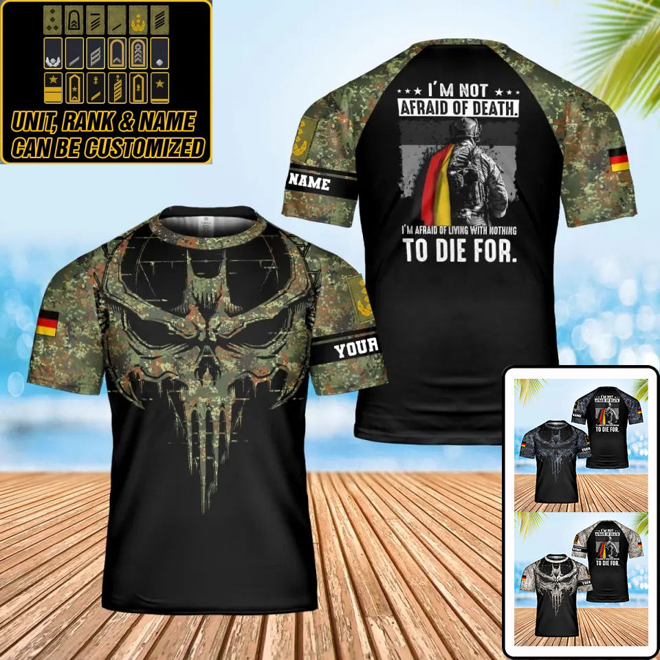 T-shirt personnalisé avec camouflage soldat/vétéran allemand avec nom et grade imprimé en 3D - 0202240002