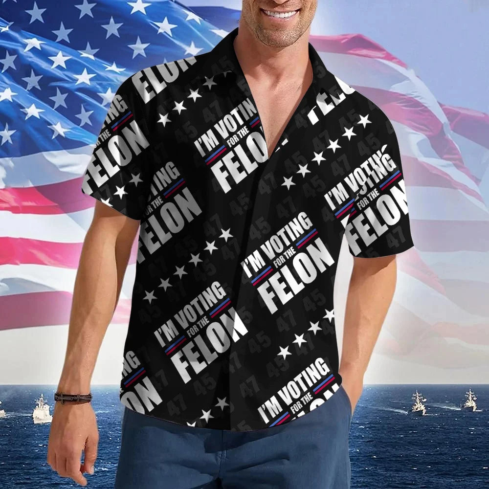 Hawaii-Shirt Ich stimme für die Felon Patriotische Geschenke für Papa