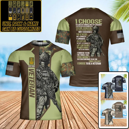 Personalisiertes T-Shirt mit Camouflage-Muster für deutsche Soldaten/Veteranen mit Namen und Rang, 3D-Druck – 0102240002