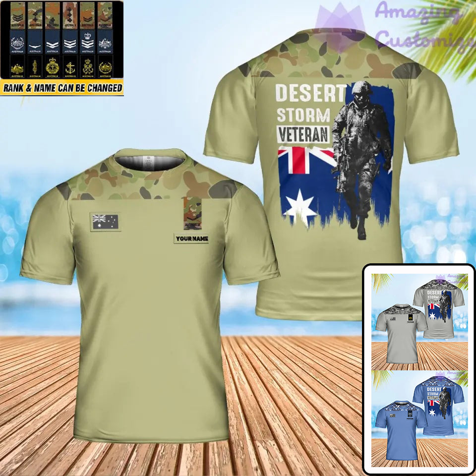 Personalized Australia Solider/ Veteran Camo With Name And Rank T-Shirt 3D Printed - 0402240003