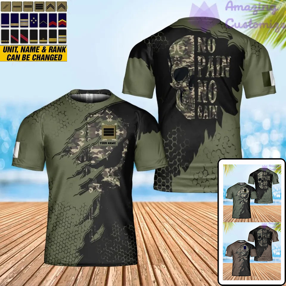 Personalisiertes T-Shirt mit Camouflage-Muster für französische Soldaten/Veteranen mit Namen und Rang, 3D-Druck – 2001240002