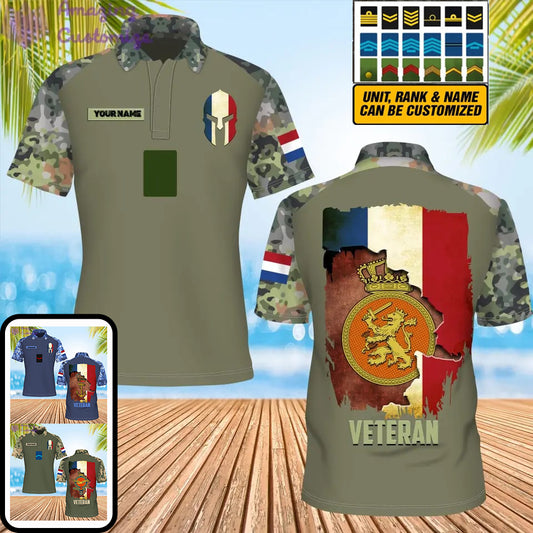 Polo personnalisé avec camouflage soldat/vétéran des Pays-Bas avec nom et grade imprimé en 3D - 1306230001