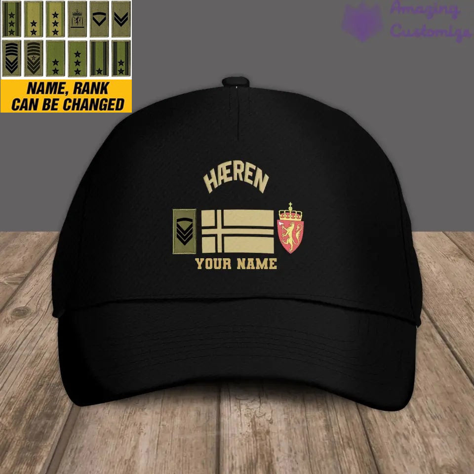 Personalized Rank And Name Norway Soldier/Veterans Camo Baseball Cap Gold Version - 16892928