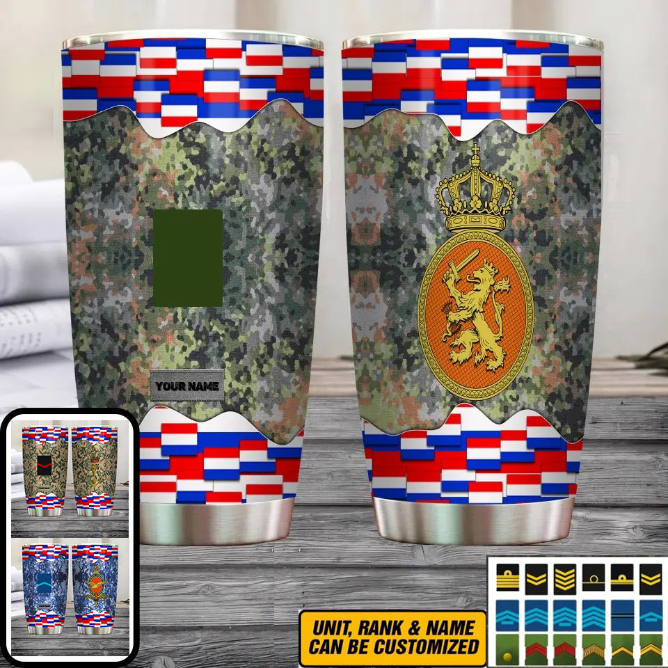 Verre à vin personnalisé avec motif camouflage pour vétéran/soldat néerlandais avec rang et nom - 3004230004