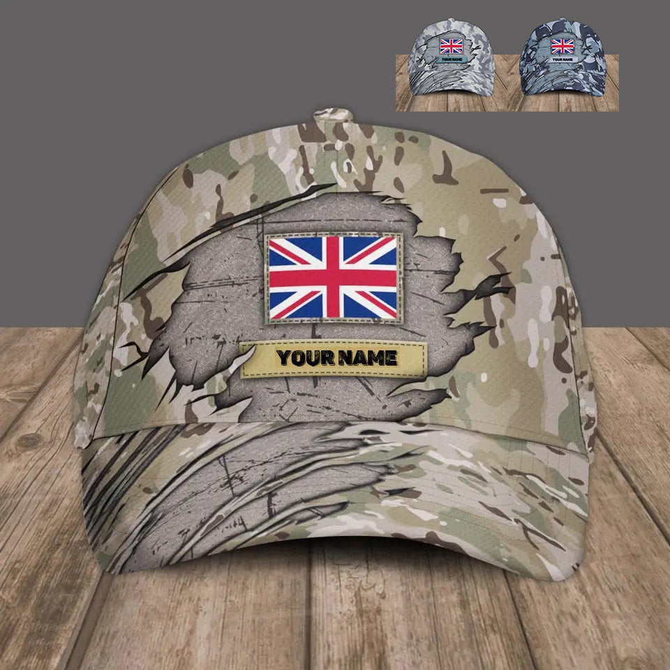 Personalized Name United Kingdom Soldier/Veterans Camo Baseball Cap - 1684368001