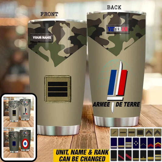 Personalisierter französischer Veteran/Soldat mit Rang und Namen, Camouflage-Becher, komplett bedruckt – 0206230001 – D04