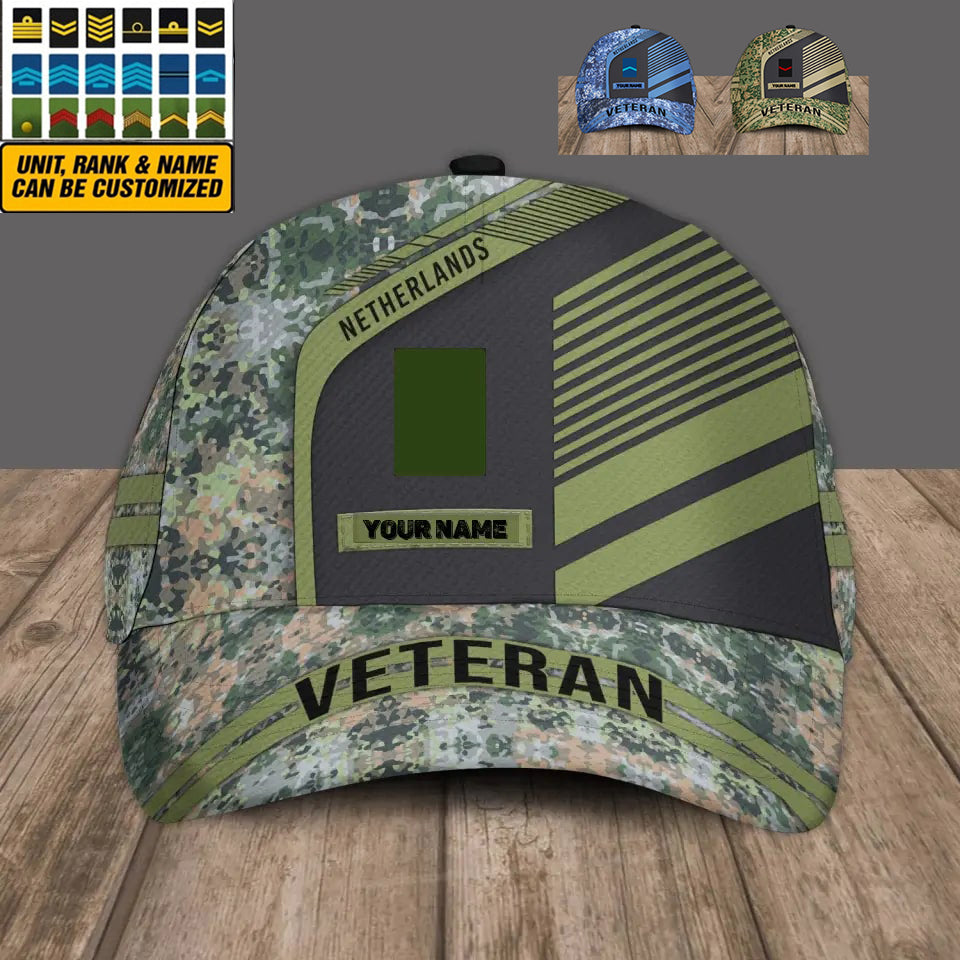 Casquette de baseball camouflage personnalisée avec rang et nom pour soldat/vétéran des Pays-Bas - 17083872