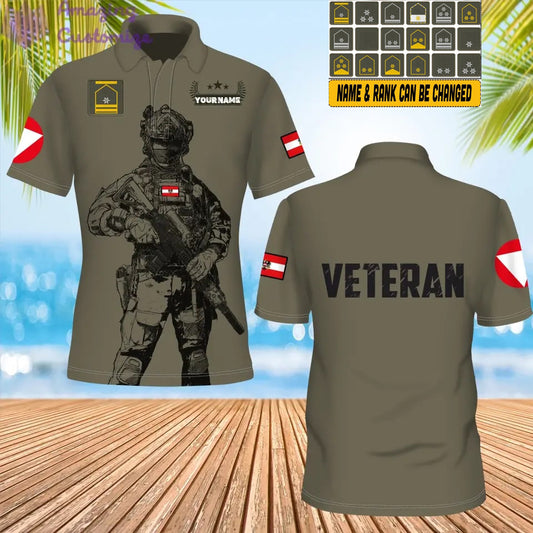 Personalisierter österreichischer Soldat/Veteranen-Tarnanzug mit Namen und Rang POLO 3D-Druck - 1306230002