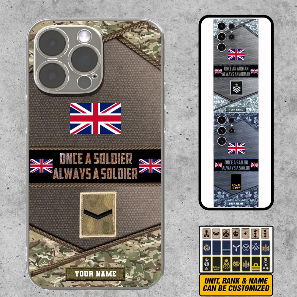 Personalized United Kingdom Soldier/Veterans With Rank And Name Phone Case Printed - 2309230001