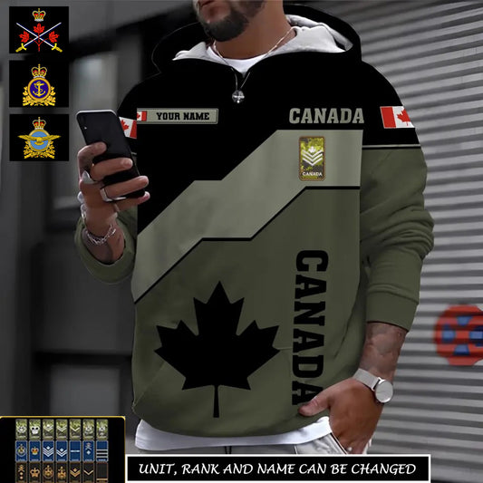 Personalized Canadian Soldier/ Veteran Camo With Name And Rank Hoodie 3D Printed - 1696204801