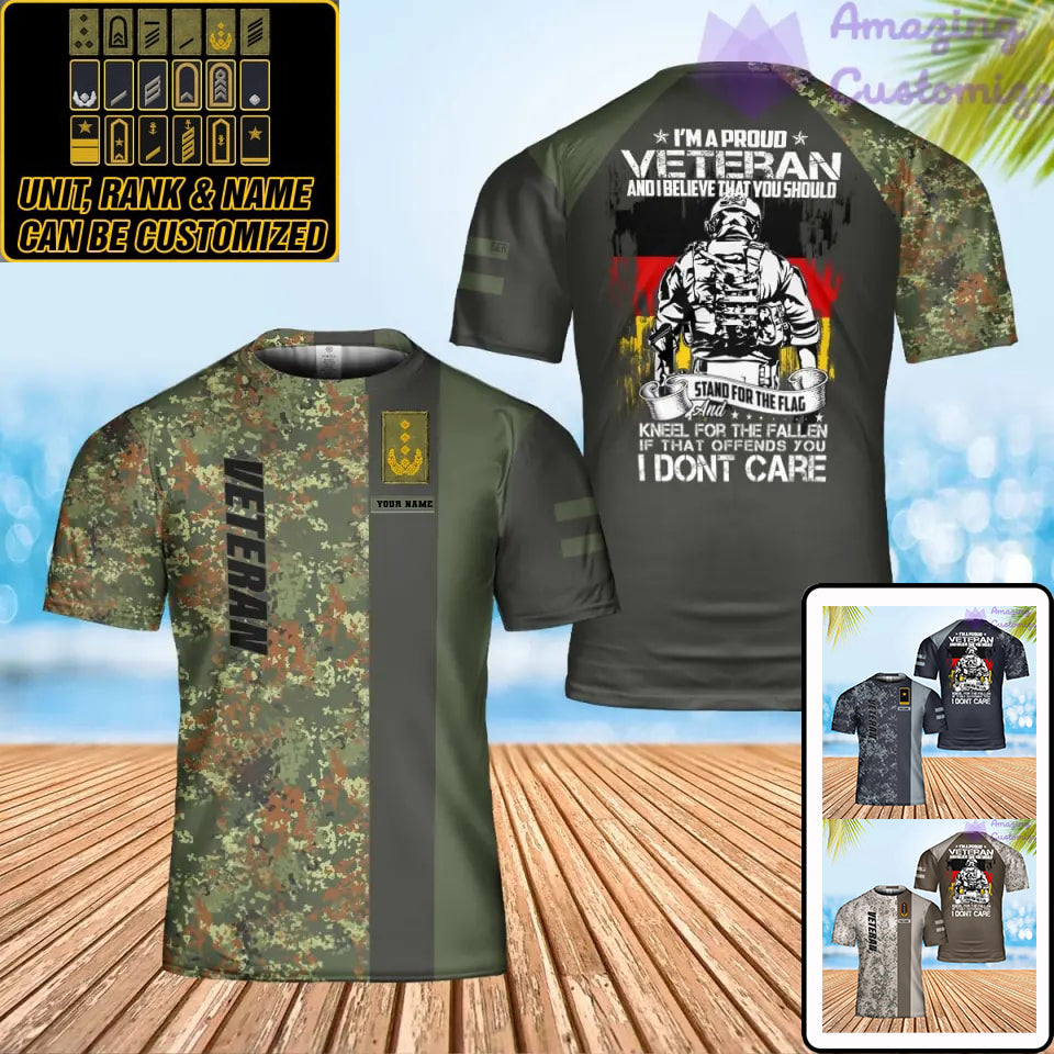 T-shirt personnalisé avec camouflage soldat/vétéran allemand avec nom et grade imprimé en 3D - 3001240002