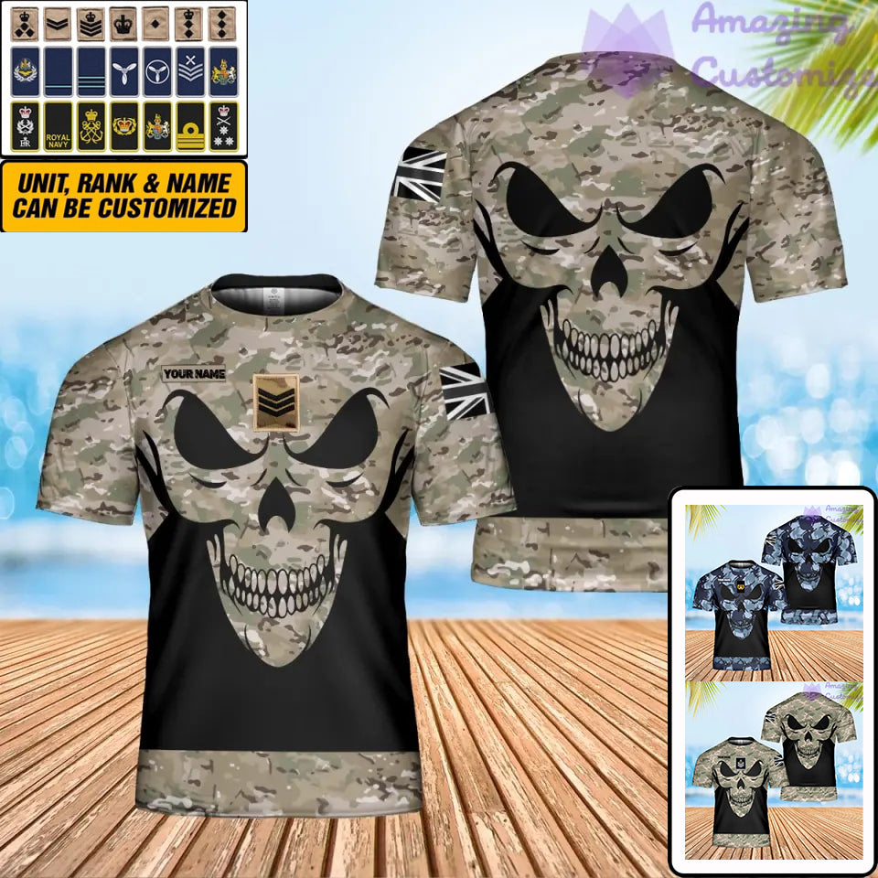 T-shirt personnalisé avec camouflage soldat/vétéran du Royaume-Uni avec nom et grade imprimé en 3D - 2901240003