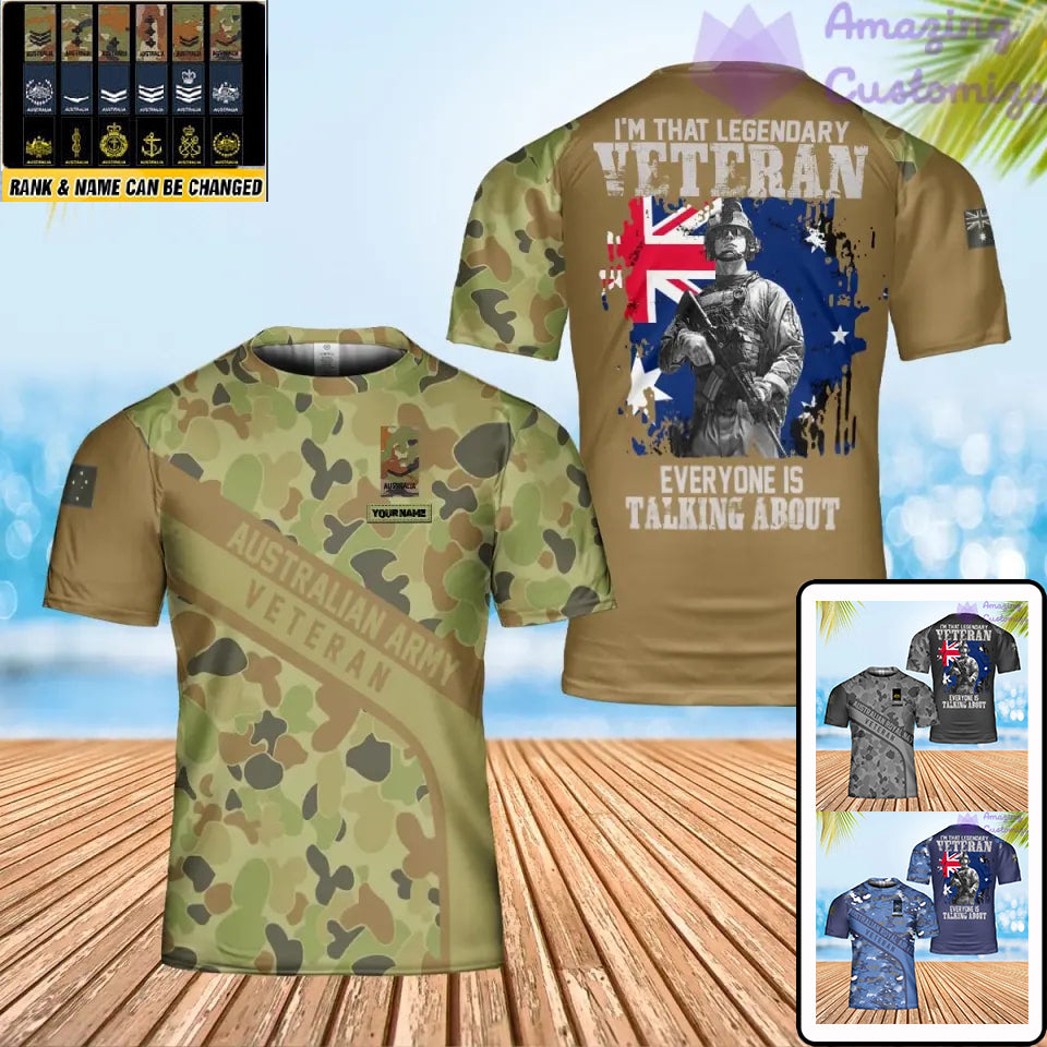 Personalized Australia Solider/ Veteran Camo With Name And Rank T-Shirt 3D Printed - 0501240001