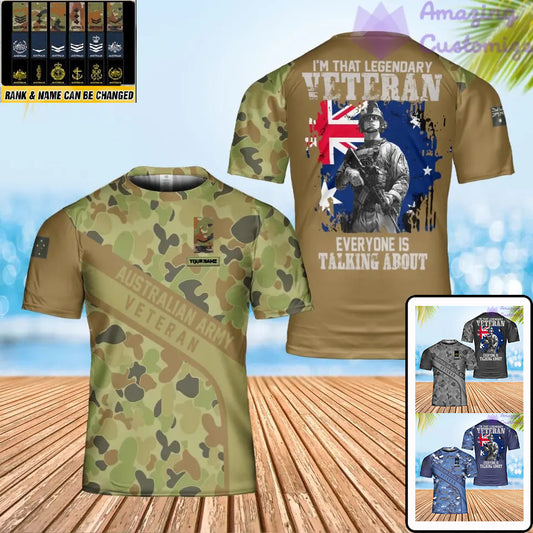 Personalisiertes australisches Soldaten-/Veteranen-T-Shirt im Camouflage-Stil mit Namen und Rang, 3D-Druck – 0501240001