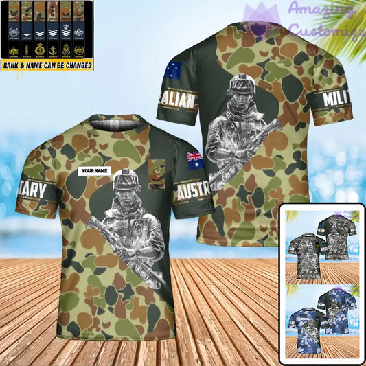 Personalisiertes australisches Soldaten-/Veteranen-T-Shirt im Camouflage-Stil mit Namen und Rang, 3D-Druck – 0601240002