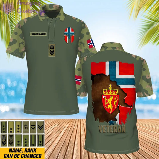 Polo personnalisé avec camouflage soldat/vétéran norvégien avec nom et grade imprimé en 3D - 0206230002