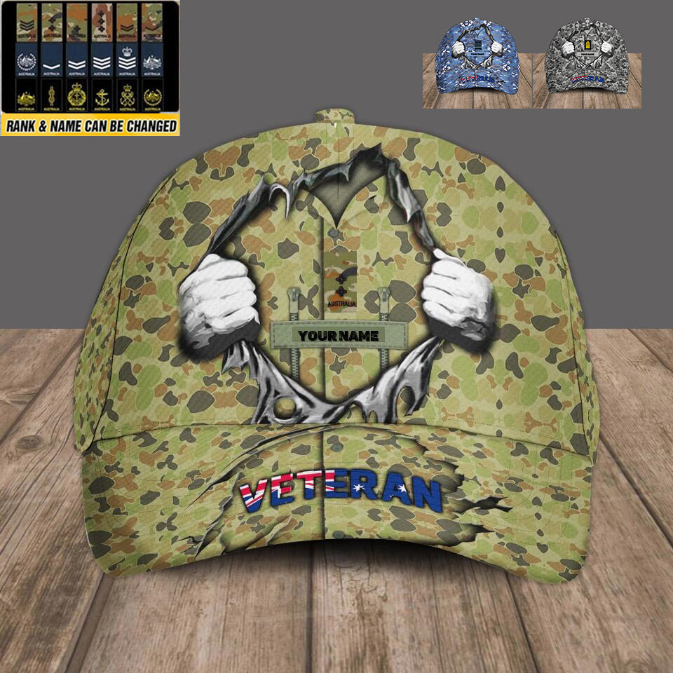 Personalized Rank And Name Australian Soldier/Veterans Camo Baseball Cap - 1679875210