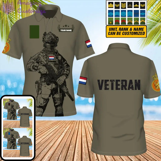 Polo personnalisé avec camouflage soldat/vétéran des Pays-Bas avec nom et grade imprimé en 3D - 1306230002