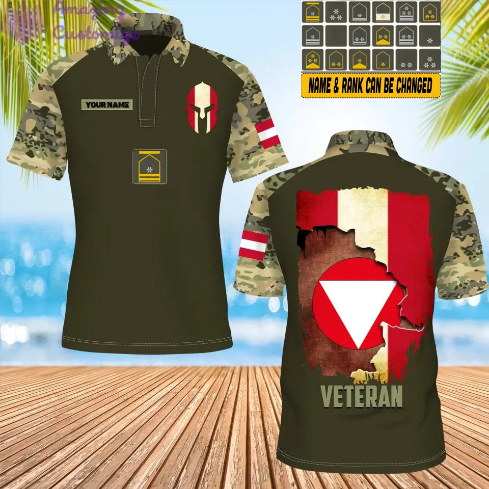 Polo personnalisé avec camouflage soldat/vétéran autrichien avec nom et grade imprimé en 3D - 1306230001