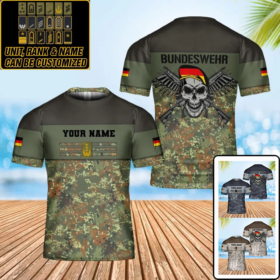 Personalisiertes T-Shirt mit Camouflage-Muster für deutsche Soldaten/Veteranen mit Namen und Rang, 3D-Druck – 0502240001