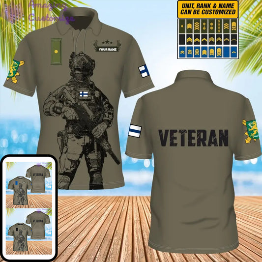 Personalisierter finnischer Soldat/Veteranen-Tarnanzug mit Namen und Rang, POLO 3D-Druck – 1306230002