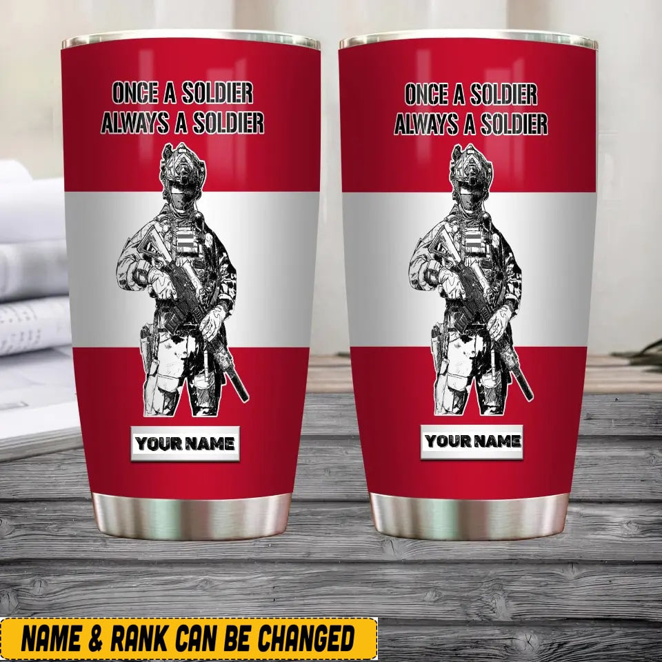 Personalisierter österreichischer Veteran/Soldat mit Namen, Camouflage-Becher, komplett bedruckt – 0805230002