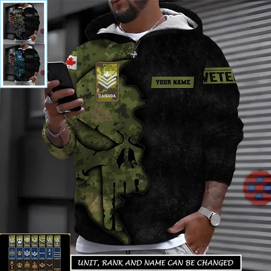 Personalized Canada Soldier/ Veteran Camo With Name And Rank Hoodie 3D Printed - 1699574402