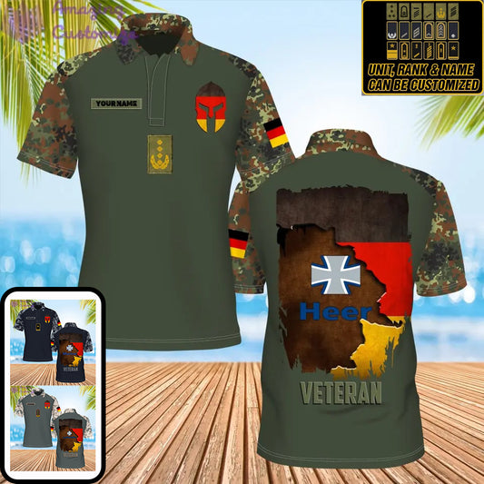 Personalisierter deutscher Soldat/Veteranen-Tarnanzug mit Namen und Rang, POLO 3D-Druck – 0206230002