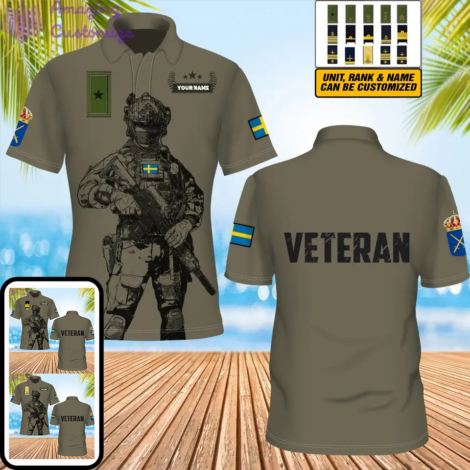 Personalisierter schwedischer Soldat/Veteranen-Tarnanzug mit Namen und Rang, POLO 3D-Druck – 1306230002