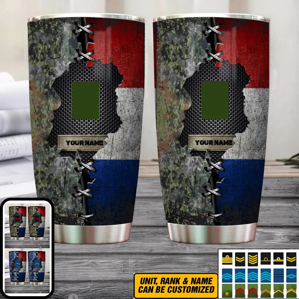 Verre à vin personnalisé avec motif camouflage pour vétéran/soldat néerlandais avec rang et nom - 0805230003