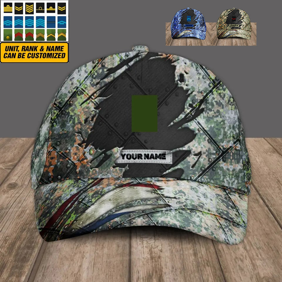 Personalized Rank And Name Netherlands Soldier/Veterans Camo Baseball Cap - 16842816 - D04