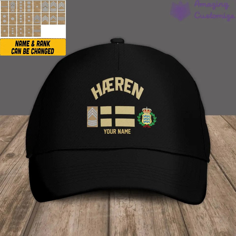 Personalized Rank And Name Denmark Soldier/Veterans Camo Baseball Cap Gold Version - 16892928